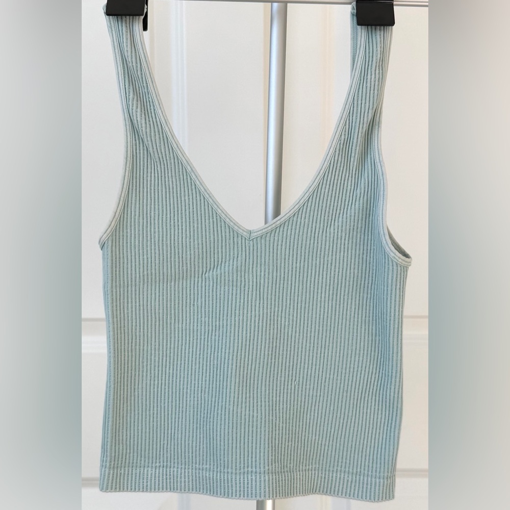 Nikibiki Ribbed V-Neck Tank Top in Light Sage